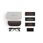 Items included with purchase of Rayban Meta glasses – Rayban Meta charging case, Rayban Meta AI glasses and getting started guide.