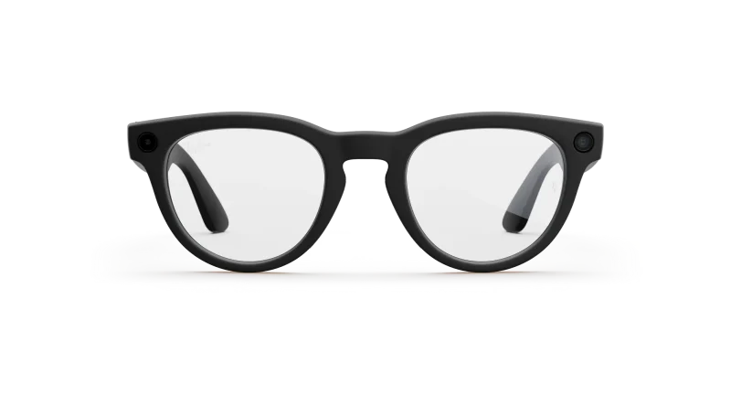 Front view of Rayban Meta Headliner glasses with Matte Black frames with Clear lenses.