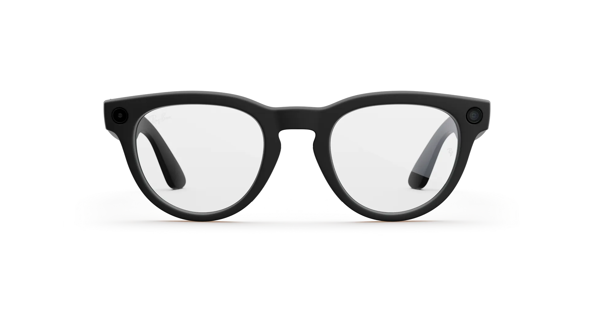 Front view of Rayban Meta Headliner glasses with Matte Black frames with Clear lenses.