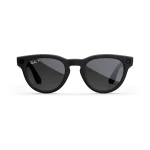 Front view of Rayban Meta Headliner glasses with Matt Black frames with Polarised Gradient Graphite sun lenses.