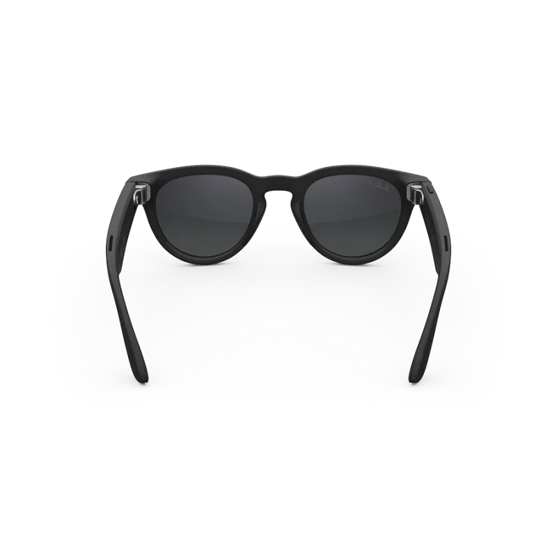 Rear view of Rayban Meta Headliner glasses with Matt Black frames with Polarised Gradient Graphite sun lenses.