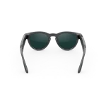 Rear view of Rayban Meta glasses with Shiny Asteroid Grey frames with Emerald Transitions® lenses.