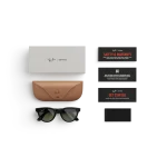 Items included with purchase of Rayban Meta glasses – Rayban Meta charging case, Rayban Meta AI glasses and getting started guide.