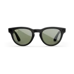 Front view of Rayban Meta Headliner glasses with Shiny Black frames with Green sun lenses.
