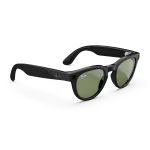 Right quarter view of Rayban Meta Headliner glasses with Shiny Black frames with Green sun lenses.