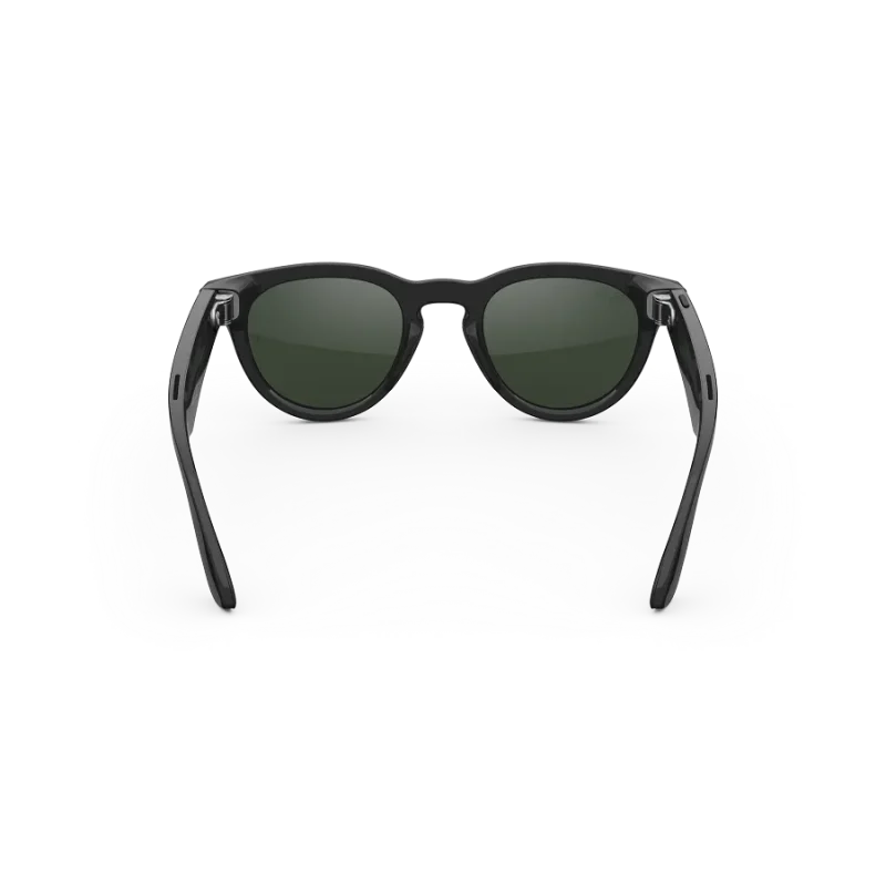 Rear view of Rayban Meta glasses with Shiny Black frames with Graphite Green Transitions® lenses.