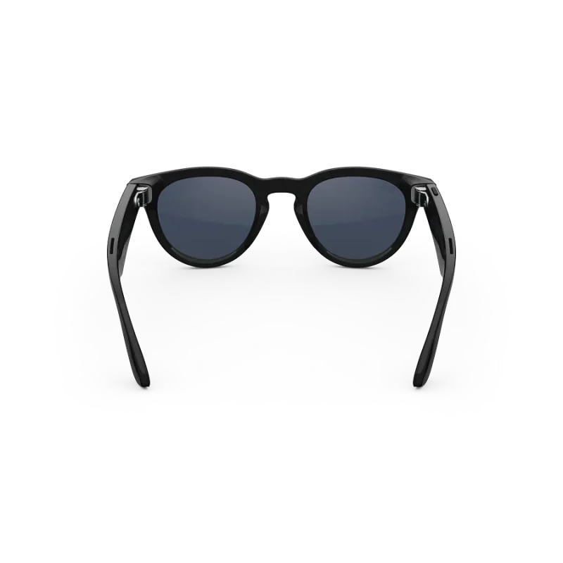 Rear view of Rayban Meta glasses with Shiny Black frames with Clear to Sapphire Transitions® lenses.