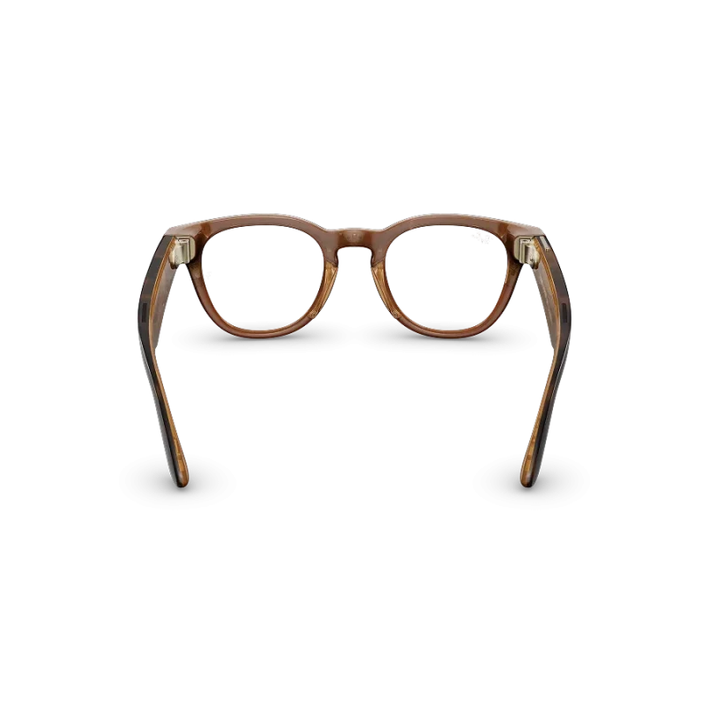 Rear view of Rayban Meta Scriber Optics (Gen 2) with Havana frames with Clear lenses.