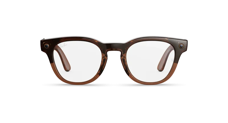 Front view of Rayban Meta Scriber Optics (Gen 2) with Transparent Shiny Umber frames with Clear Lenses.