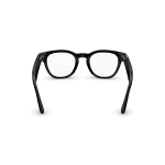 Rear view of Rayban Meta Scriber Optics (Gen 2) with Solid Shiny Black frames with Clear Lenses.