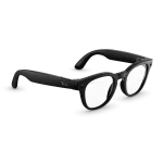 Right quarter view of Rayban Meta Scriber Optics (Gen 2) with Solid Shiny Black frames with Clear Lenses.