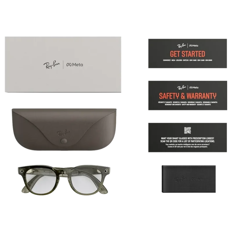 Rayban Meta Scriber Optics Gen 2 สี Transparent Dark Olive เลนส์ Clear อุปกรณ์ในกล่องพร้อมเคสชาร์จ