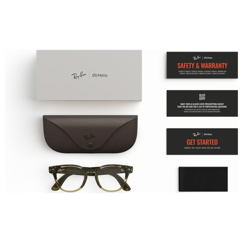 Rayban Meta Scriber Optics Gen 2 สี Transparent Stone Beige เลนส์ Clear อุปกรณ์ในกล่องพร้อมเคสชาร์จ