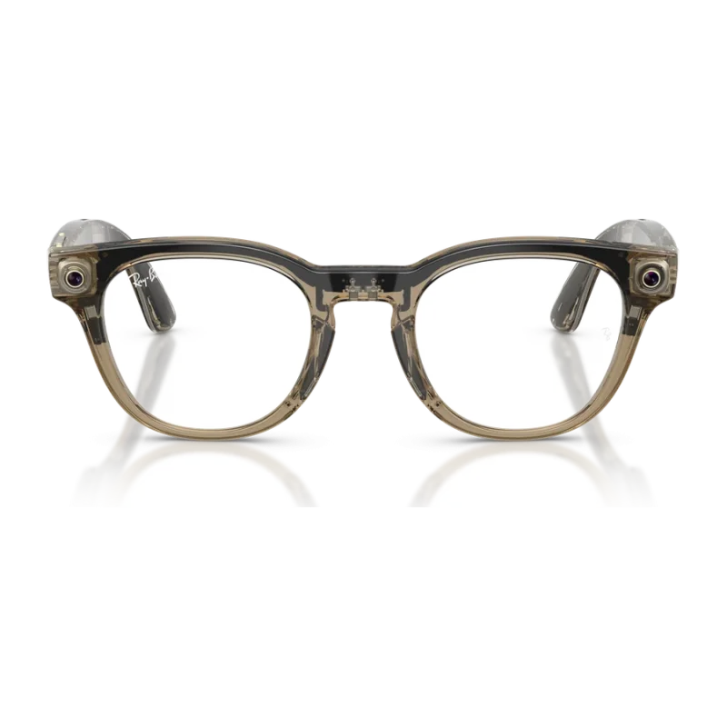 Rayban Meta Scriber Optics Gen 2 สี Transparent Stone Beige เลนส์ใส Demo Lens มุมหน้า