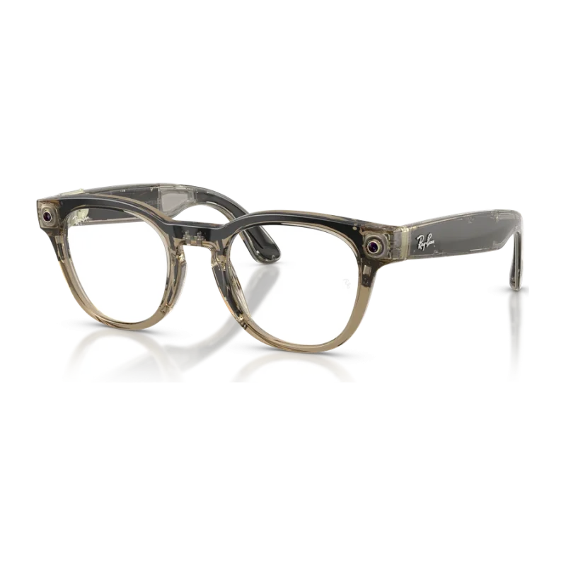 Rayban Meta Scriber Optics Gen 2 สี Transparent Stone Beige เลนส์ใส Demo Lens มุมเฉียงซ้าย