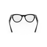 Rear view of Rayban Meta glasses with Shiny Black frames with Clear lenses.