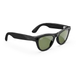 Right quarter view of Rayban Meta glasses with Shiny Black frames with Green sun lenses.