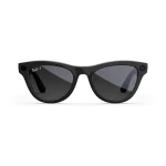 Front view of Rayban Meta glasses with Shiny Black frames with Polarised Gradient Graphite sun lenses.