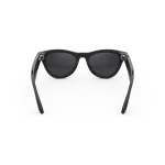 Rear view of Rayban Meta glasses with Shiny Black frames with Polarised Gradient Graphite sun lenses.