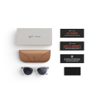 Items included with purchase of Rayban Meta glasses – Rayban Meta charging case, Rayban Meta AI glasses and getting started guide.