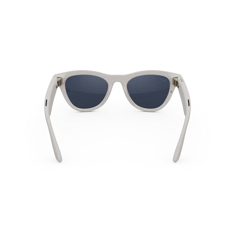 Rear view of Rayban Meta glasses with Shiny Chalky Grey frames with Clear to Sapphire Transitions® lenses.