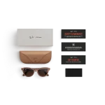 Items included with purchase of Rayban Meta glasses – Rayban Meta charging case, Rayban Meta AI glasses and getting started guide.