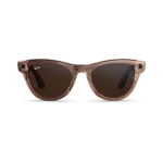 Front view of Rayban Meta Skyler glasses with Shiny Transparent Peach frames with Brown Transitions® lenses.