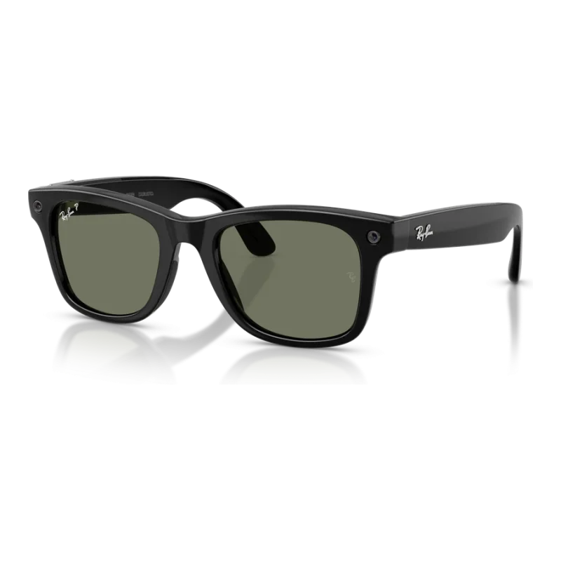 Rayban Meta Wayfarer Gen 3 สี Shiny Black เลนส์ Polarized Green มุมเฉียงซ้าย