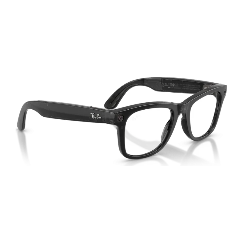 Rayban Meta Wayfarer Gen 3 สี Transparent Black เลนส์ Transitions Aquamarine มุมเฉียงขวา