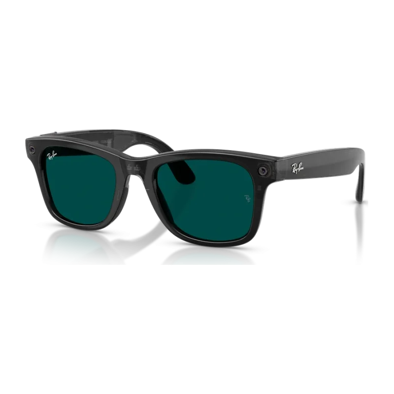 Rayban Meta Wayfarer Gen 3 สี Transparent Black เลนส์ Transitions Aquamarine มุมเฉียงขวา เลนส์ปรับเข้ม