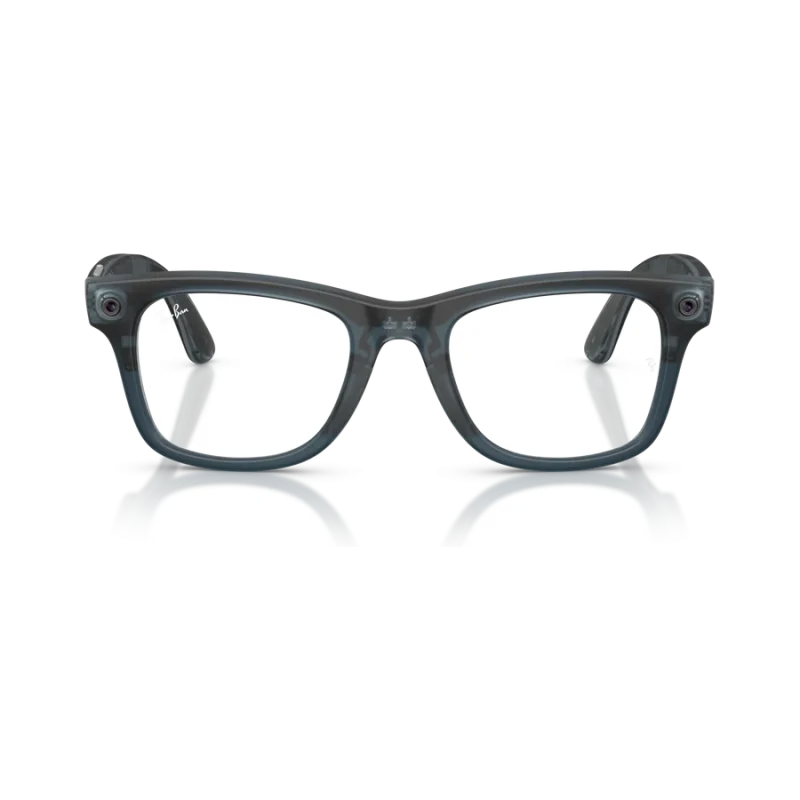 Rayban Meta Wayfarer Gen 3 สี Transparent Matte Ocean Blue เลนส์ Transitions Gen S Grey มุมหน้า