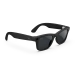 Right quarter view of Rayban Meta Wayfarer glasses with Matt Black frames with Clear to Grey Transitions® lenses.
