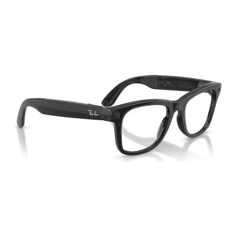 Rayban Meta Wayfarer Optics Gen 3 สี Transparent Black เลนส์ใส Demo Lens มุมเฉียงขวา