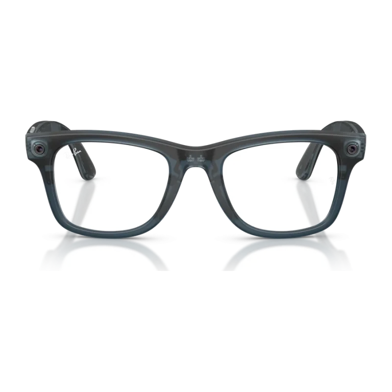 Rayban Meta Wayfarer Optics Gen 3 สี Transparent Matte Ocean Blue เลนส์ใส Demo Lens มุมหน้า