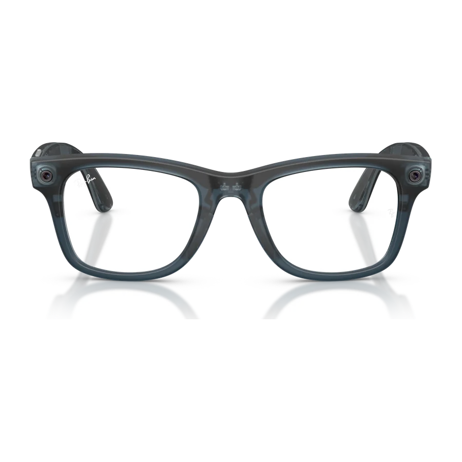 Rayban Meta Wayfarer Optics Gen 3 สี Transparent Matte Ocean Blue เลนส์ใส Demo Lens มุมหน้า