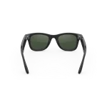 Rear view of Rayban Meta Wayfarer glasses with Shiny Black frames with Green Transitions® lenses.