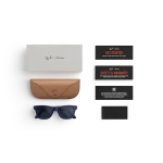 Items included with purchase of Rayban Meta glasses – Rayban Meta charging case, Rayban Meta AI glasses and getting started guide.