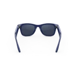 Rear view of Rayban Meta Wayfarer glasses with Shiny Cosmic Blue frames with Clear to Sapphire Transitions® lenses.