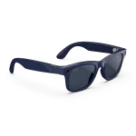 Right quarter view of Rayban Meta Wayfarer glasses with Shiny Cosmic Blue frames with Clear to Sapphire Transitions® lenses.