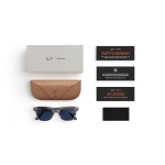 Items included with purchase of Rayban Meta glasses – Rayban Meta charging case, Rayban Meta AI glasses and getting started guide.