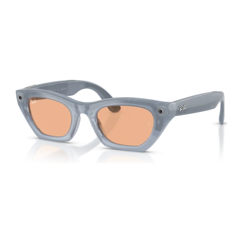Rayban Meta Zena Gen 3 สี Milky Grey Lilac เลนส์ Transitions Copper มุมเฉียงขวา เลนส์ปรับเข้ม