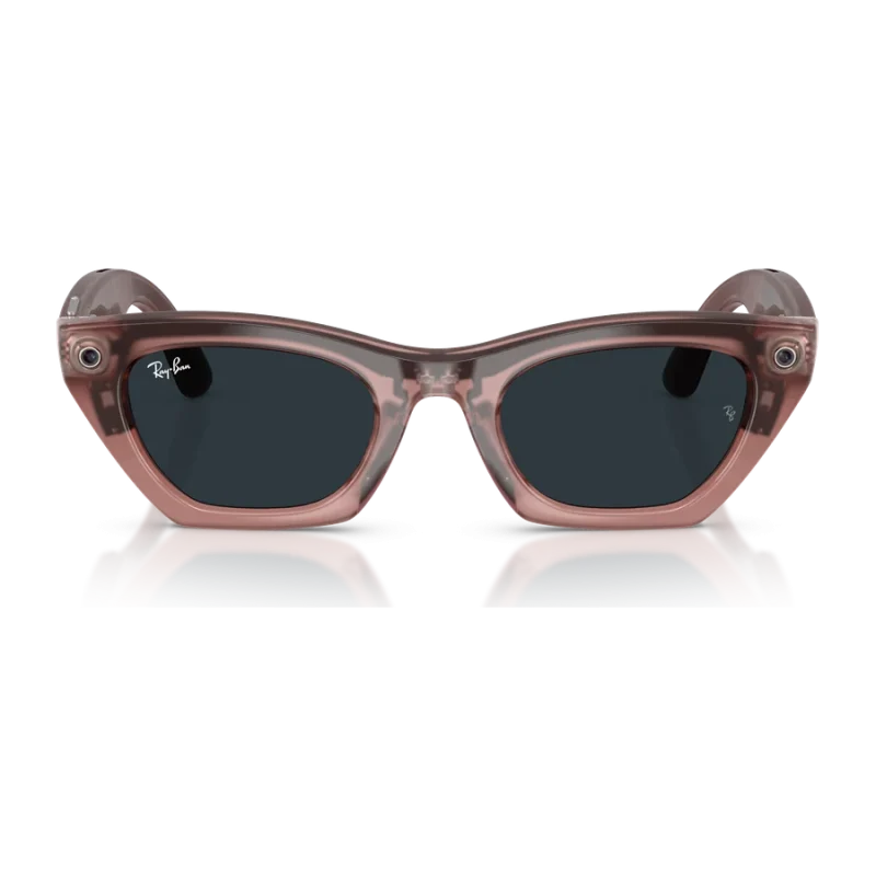 Rayban Meta Zena Gen 3 สี Milky Pink Blush เลนส์ Transitions Grey มุมหน้า เลนส์ปรับเข้ม