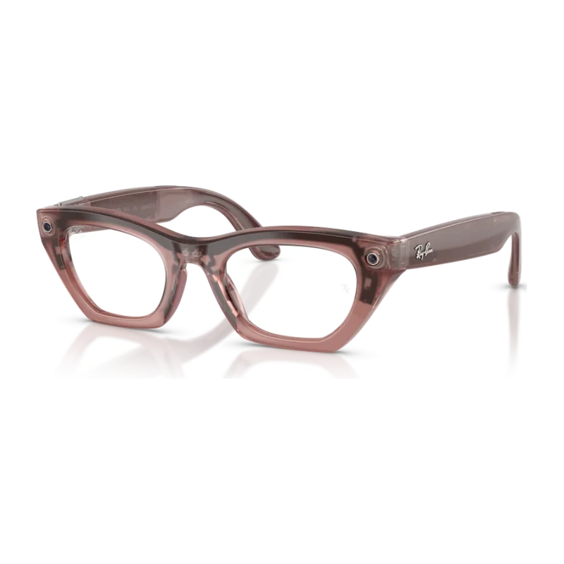 Rayban Meta Zena Gen 3 สี Milky Pink Blush เลนส์ Transitions Grey มุมเฉียงซ้าย