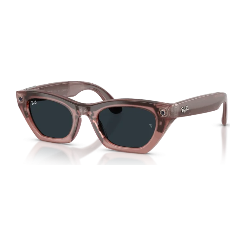 Rayban Meta Zena Gen 3 สี Milky Pink Blush เลนส์ Transitions Grey มุมเฉียงขวา เลนส์ปรับเข้ม