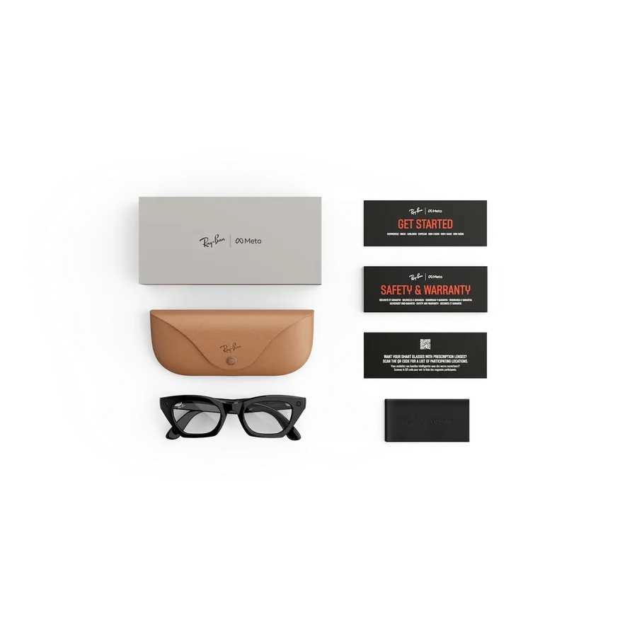 Rayban Meta Zena Gen 3 สี Shiny Black เลนส์ Clear BLF & AR อุปกรณ์ในกล่องพร้อมเคสชาร์จ