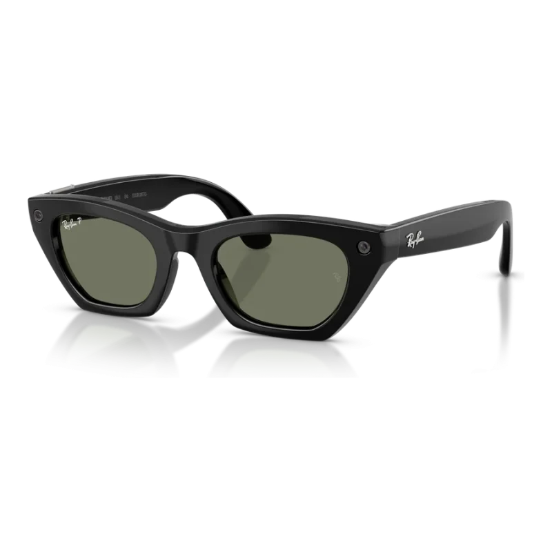 Rayban Meta Zena Gen 3 สี Shiny Black เลนส์ Polarized Green มุมเฉียงซ้าย