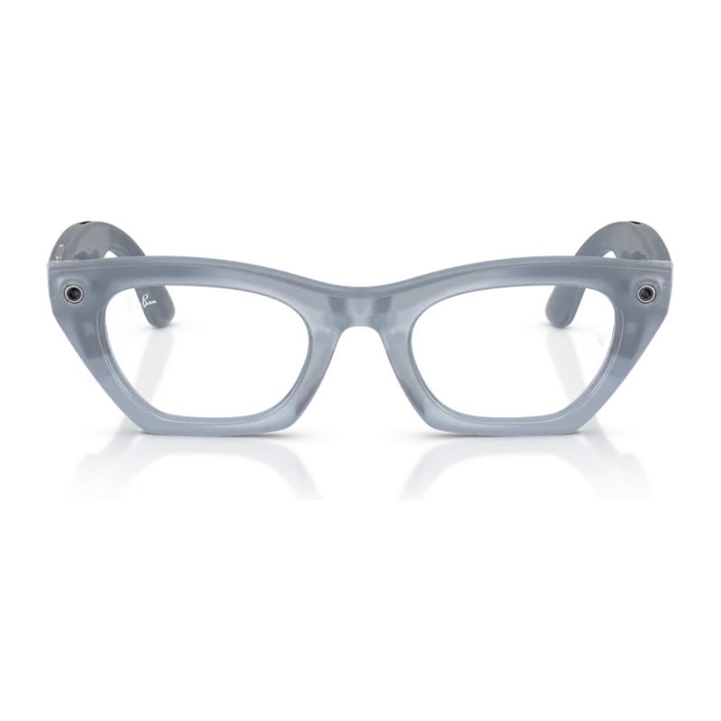 Rayban Meta Zena Optics Gen 3 สี Milky Grey Lilac เลนส์ใส Demo Lens มุมหน้า