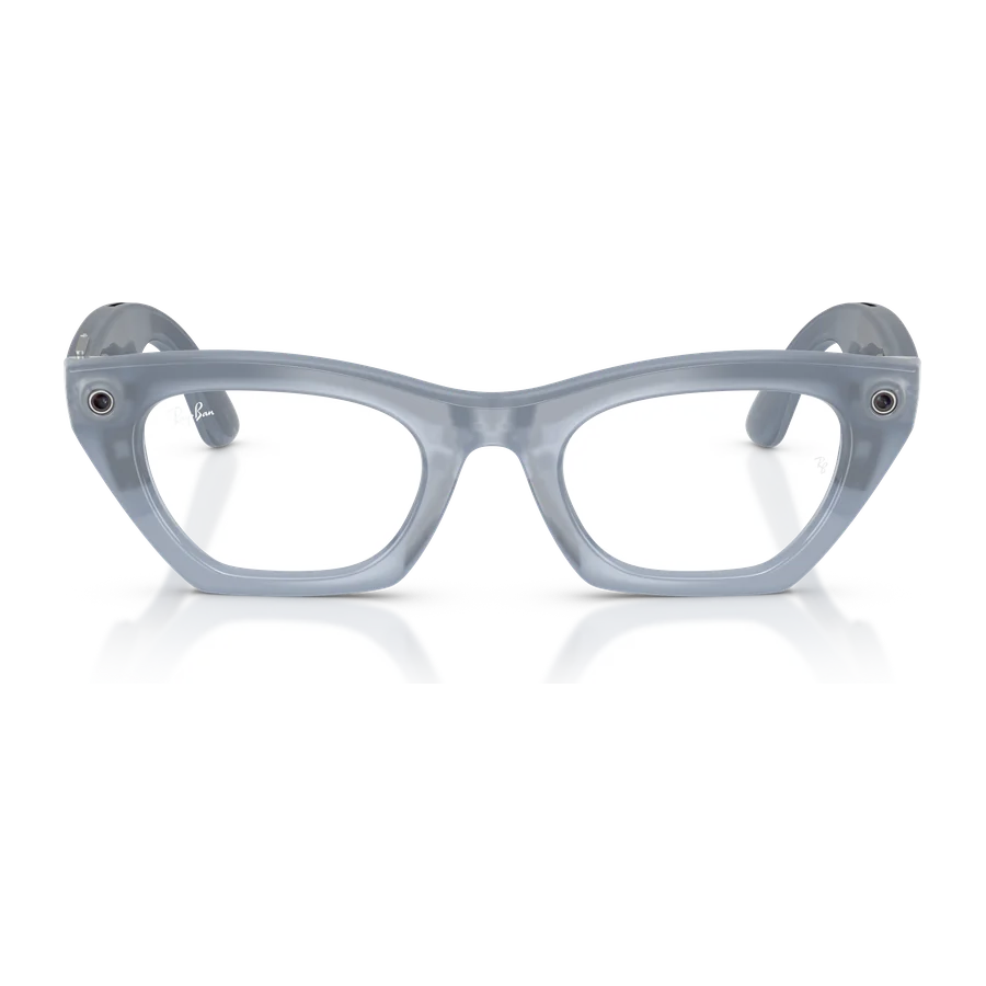 Rayban Meta Zena Optics Gen 3 สี Milky Grey Lilac เลนส์ใส Demo Lens มุมหน้า