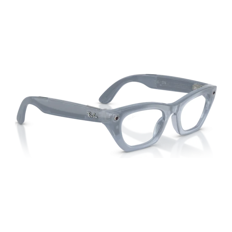 Rayban Meta Zena Optics Gen 3 สี Milky Grey Lilac เลนส์ใส Demo Lens มุมเฉียงขวา