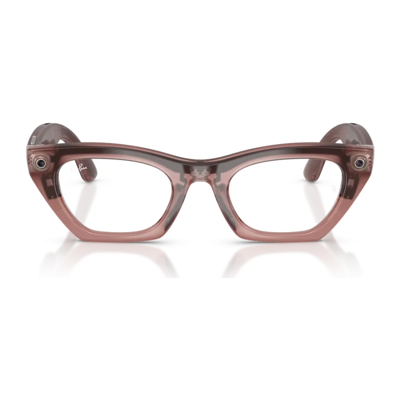 Rayban Meta Zena Optics Gen 3 สี Milky Pink Blush เลนส์ใส Demo Lens มุมหน้า